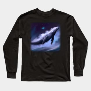 Whale floating in the sky Long Sleeve T-Shirt